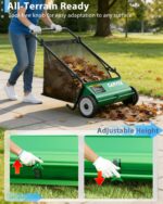 Garvee 21-Inch Push Lawn Sweeper – 4-Brush System, 3.5 cu.ft. Hopper - Image 2